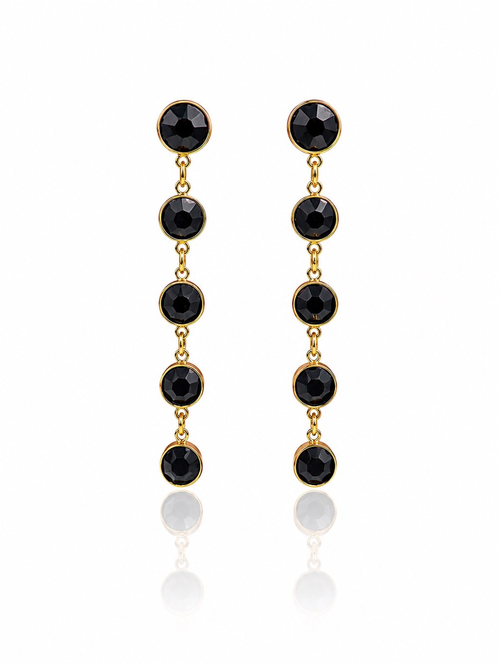 Gold and Black Linear Drop Earrings